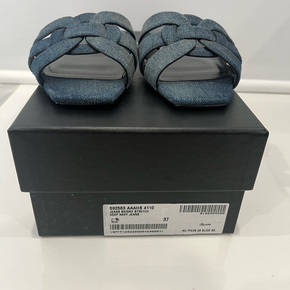 Deep Navy Jean  Saint Laurent Tribute Sandals